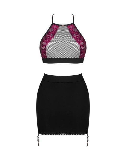 Obsessive - Seksowny Top I Spódniczka Do Pończoch Z Prześwitującym Tyłem Rosenty XL/2XL Obsessive - Seksowny Top I Spódniczka Do Pończoch Z Prześwitującym Tyłem Rosenty XL/2XL