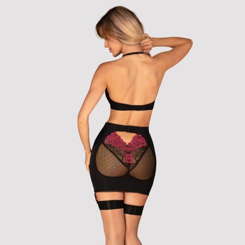 Obsessive - Seksowny Top I Spódniczka Do Pończoch Z Prześwitującym Tyłem Rosenty XS/S Obsessive - Seksowny Top I Spódniczka Do Pończoch Z Prześwitującym Tyłem Rosenty XS/S