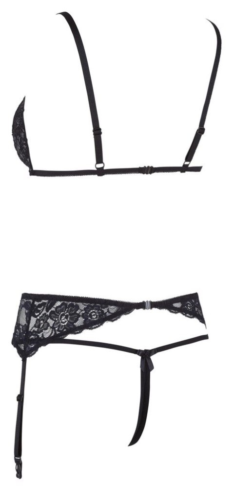 Cottelli LINGERIE - 3-Częściowy Zestaw Z Delikatnej Kwiatowej Koronki Czarny L Cottelli LINGERIE - 3-Częściowy Zestaw Z Delikatnej Kwiatowej Koronki Czarny L