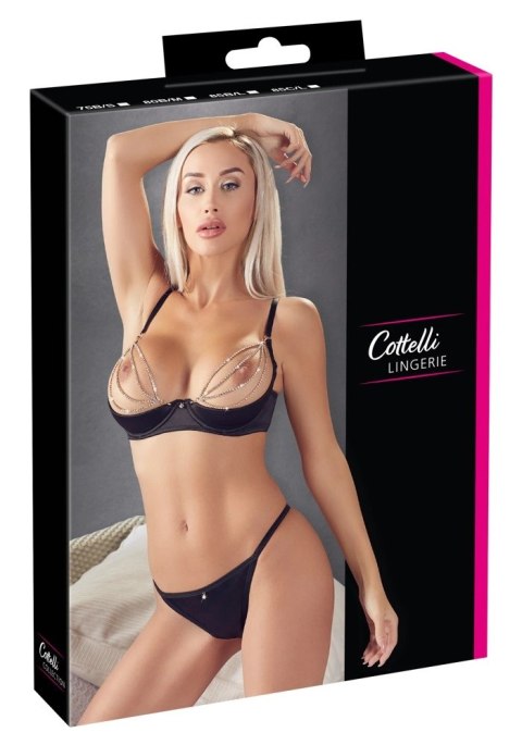 Cottelli LINGERIE - Czarny Seksowny Biustonosz I Stringi Ze Złotymi Łańcuchami 80B/M Cottelli LINGERIE - Czarny Seksowny Biustonosz I Stringi Ze Złotymi Łańcuchami 80B/M