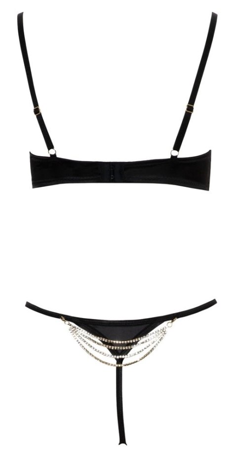 Cottelli LINGERIE - Czarny Seksowny Biustonosz I Stringi Ze Złotymi Łańcuchami 80B/M Cottelli LINGERIE - Czarny Seksowny Biustonosz I Stringi Ze Złotymi Łańcuchami 80B/M