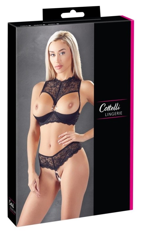 Cottelli LINGERIE - Koronkowy 2-Częściowy Set Biustonosz Bez Miseczek I Wysokie Otwarte Stringi 75B/S Cottelli LINGERIE - Koronkowy 2-Częściowy Set Biustonosz Bez Miseczek I Wysokie Otwarte Stringi 75B/S