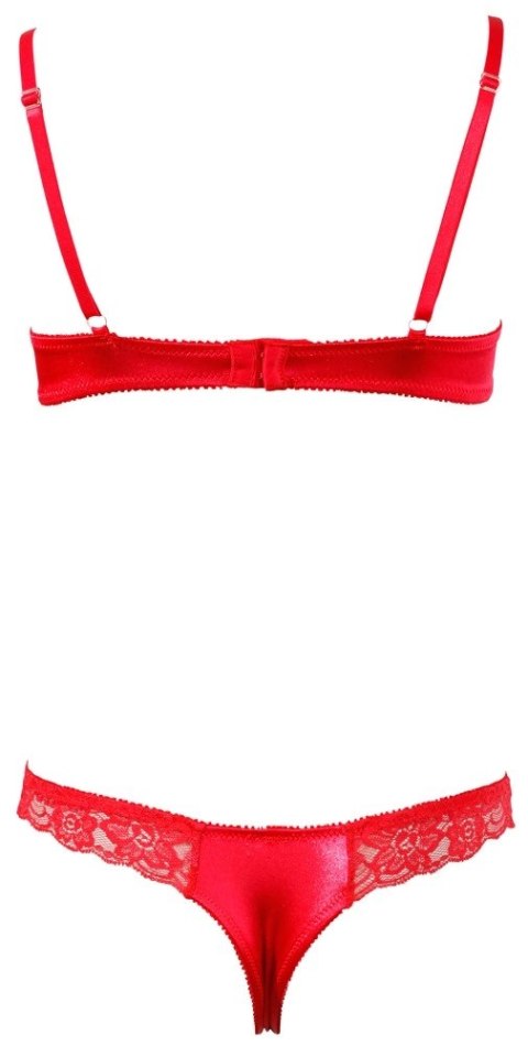 Cottelli LINGERIE - Koronkowy Komplecik Biustonosz Bez Miseczek I Otwarte Stringi Czerwone 85B/L Cottelli LINGERIE - Koronkowy Komplecik Biustonosz Bez Miseczek I Otwarte Stringi Czerwone 85B/L