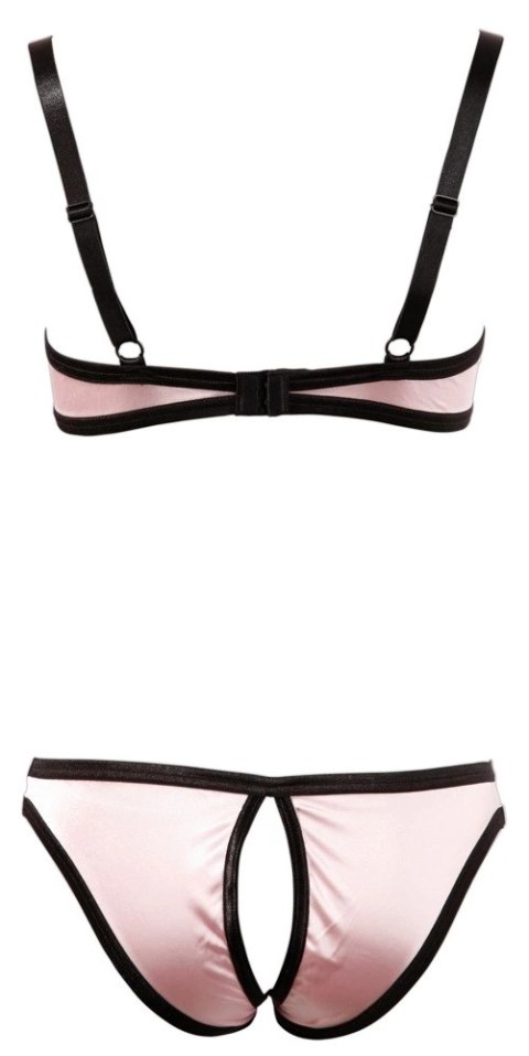 Cottelli LINGERIE - Satynowy Biustonosz Bez Miseczek I Figi Bez Krocza Różowe 85B/L Cottelli LINGERIE - Satynowy Biustonosz Bez Miseczek I Figi Bez Krocza Różowe 85B/L
