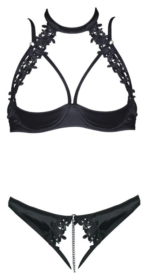 Cottelli LINGERIE - Seksowne Stringi Bez Krocza I Biustonosz Bez Miseczek Z Kwiatowym Haftem 85B/L Cottelli LINGERIE - Seksowne Stringi Bez Krocza I Biustonosz Bez Miseczek Z Kwiatowym Haftem 85B/L