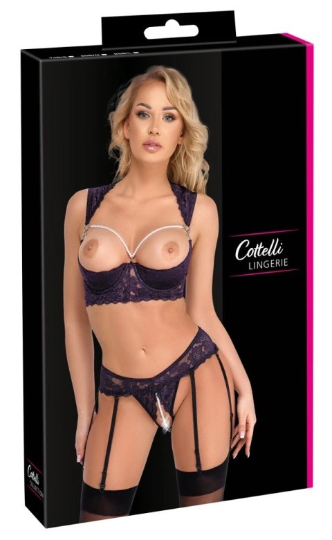 Cottelli LINGERIE - Seksowny 2-Częściowy Komplecik Z Fioletowej Koronki I Białymi Perłami 75B/S Cottelli LINGERIE - Seksowny 2-Częściowy Komplecik Z Fioletowej Koronki I Białymi Perłami 75B/S