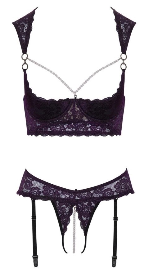 Cottelli LINGERIE - Seksowny 2-Częściowy Komplecik Z Fioletowej Koronki I Białymi Perłami 75B/S Cottelli LINGERIE - Seksowny 2-Częściowy Komplecik Z Fioletowej Koronki I Białymi Perłami 75B/S