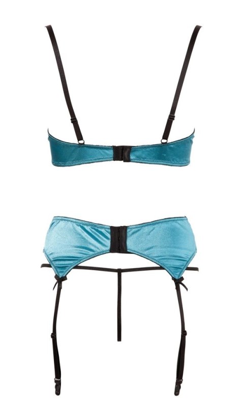 Cottelli LINGERIE - Seksowny 3-Częściowy Komplecik Z Niebieskiej Satyny I Delikatnej Koronki 90B/XL Cottelli LINGERIE - Seksowny 3-Częściowy Komplecik Z Niebieskiej Satyny I Delikatnej Koronki 90B/XL