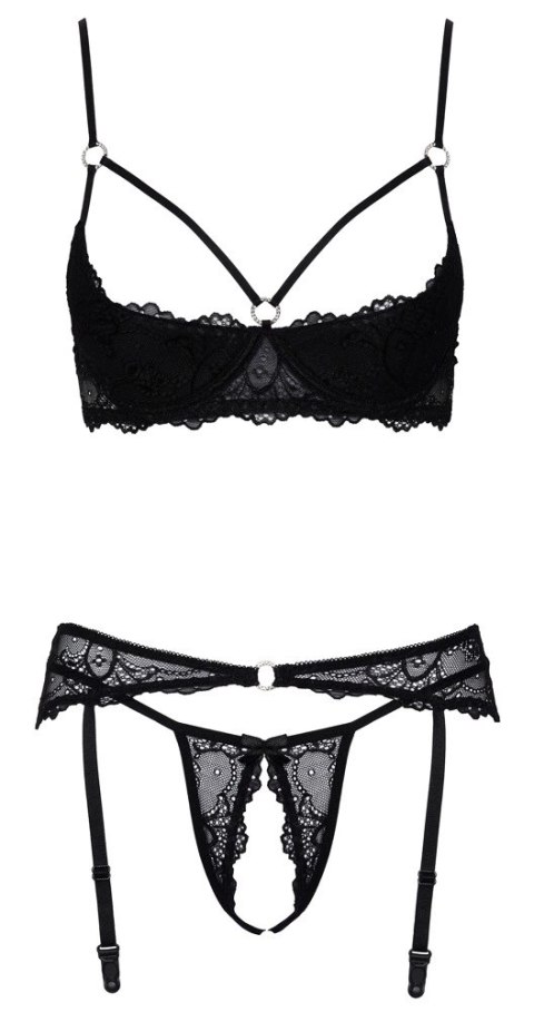 Cottelli LINGERIE - Seksowny Koronkowy 3-Częściowy Zestaw Czarny 85B/L Cottelli LINGERIE - Seksowny Koronkowy 3-Częściowy Zestaw Czarny 85B/L