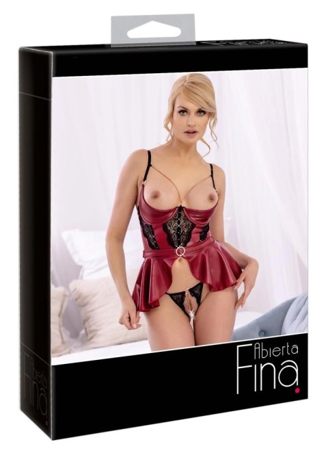 Abierta Fina - Seksowny Otwarty Biustonosz Longline Z Koronkowymi Stringami 85C/XL Abierta Fina - Seksowny Otwarty Biustonosz Longline Z Koronkowymi Stringami 85C/XL