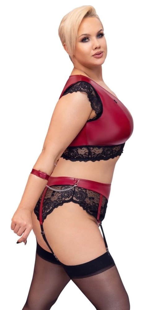 Cottelli Bondage - 2-Częściowy Koronkowy Komplecik Bondage Czerwono-Czarny 4XL Cottelli Bondage - 2-Częściowy Koronkowy Komplecik Bondage Czerwono-Czarny 4XL