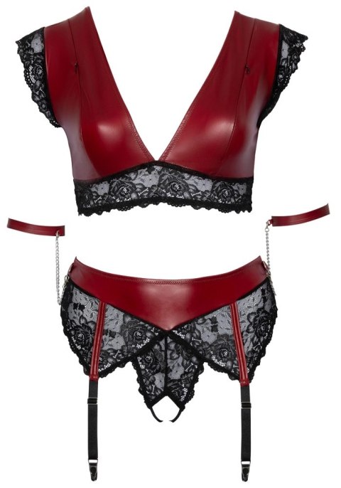 Cottelli Bondage - 2-Częściowy Koronkowy Komplecik Bondage Czerwono-Czarny 4XL Cottelli Bondage - 2-Częściowy Koronkowy Komplecik Bondage Czerwono-Czarny 4XL