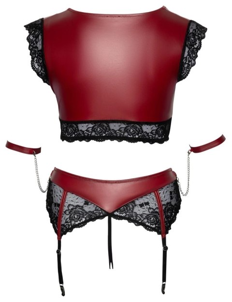 Cottelli Bondage - 2-Częściowy Koronkowy Komplecik Bondage Czerwono-Czarny 4XL Cottelli Bondage - 2-Częściowy Koronkowy Komplecik Bondage Czerwono-Czarny 4XL