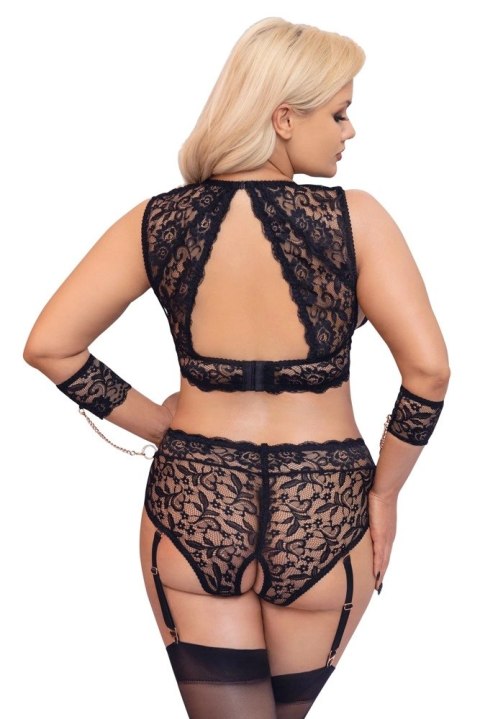 Cottelli Bondage - Koronkowy Zestaw Majtki Do Pończoch + Biustonosz Czarny 3XL Cottelli Bondage - Koronkowy Zestaw Majtki Do Pończoch + Biustonosz Czarny 3XL