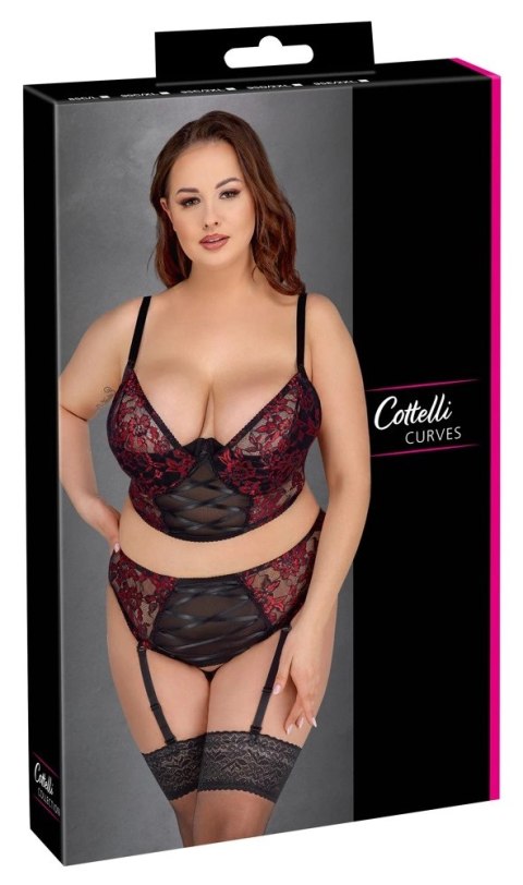 Cottelli CURVES - Seksowny Zestaw Z Kwiatowej Koronki Czarno-Czerwony 85C/L Cottelli CURVES - Seksowny Zestaw Z Kwiatowej Koronki Czarno-Czerwony 85C/L