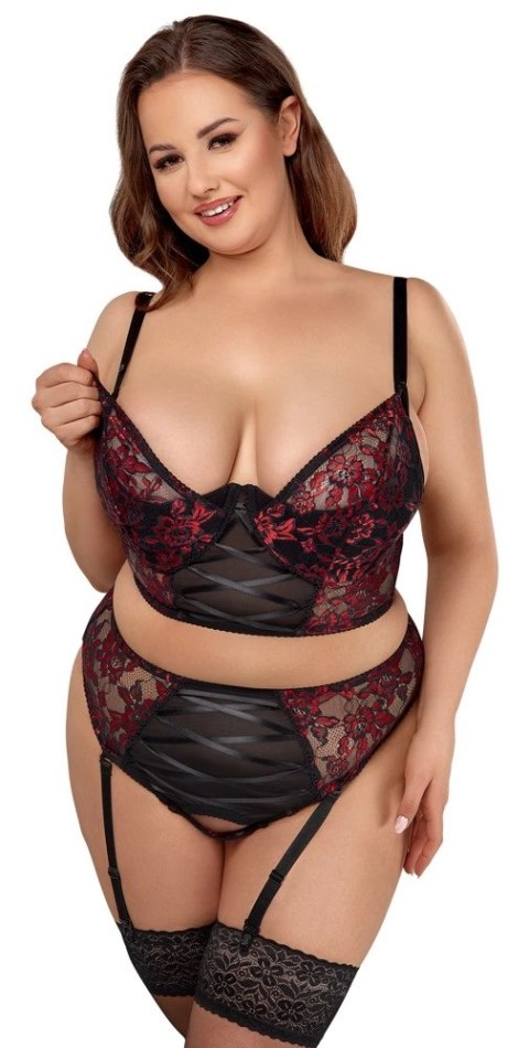 Cottelli CURVES - Seksowny Zestaw Z Kwiatowej Koronki Czarno-Czerwony 85C/L Cottelli CURVES - Seksowny Zestaw Z Kwiatowej Koronki Czarno-Czerwony 85C/L
