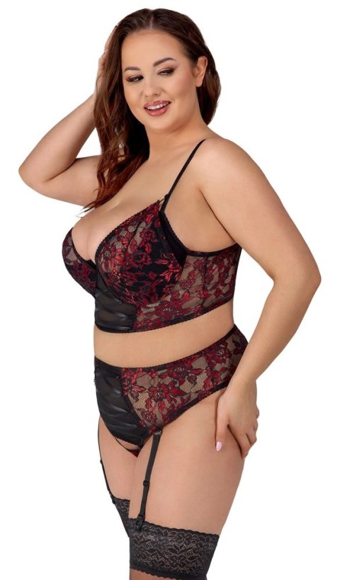 Cottelli CURVES - Seksowny Zestaw Z Kwiatowej Koronki Czarno-Czerwony 85C/L Cottelli CURVES - Seksowny Zestaw Z Kwiatowej Koronki Czarno-Czerwony 85C/L