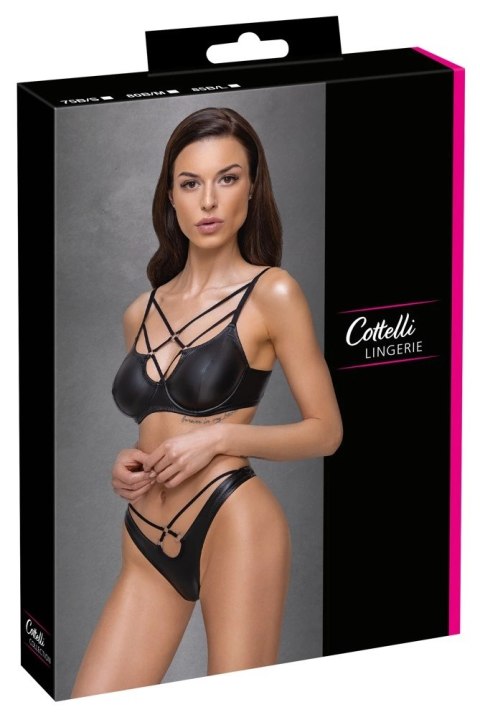 Cottelli LINGERIE - Czarny Matowy 2-Częściowy Set Z Ozdobnymi Paseczkami 85B/L Cottelli LINGERIE - Czarny Matowy 2-Częściowy Set Z Ozdobnymi Paseczkami 85B/L