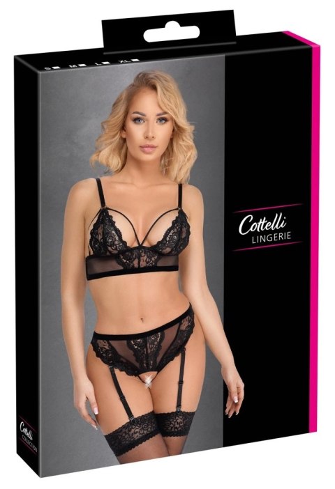 Cottelli LINGERIE - Koronkowy Biustonosz Z Pasem Do Pończoch Bez Krocza M Cottelli LINGERIE - Koronkowy Biustonosz Z Pasem Do Pończoch Bez Krocza M