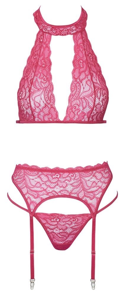 Cottelli LINGERIE - Seksowny Różowy Komplecik Biustonosz Pas I Stringi L/XL Cottelli LINGERIE - Seksowny Różowy Komplecik Biustonosz Pas I Stringi L/XL