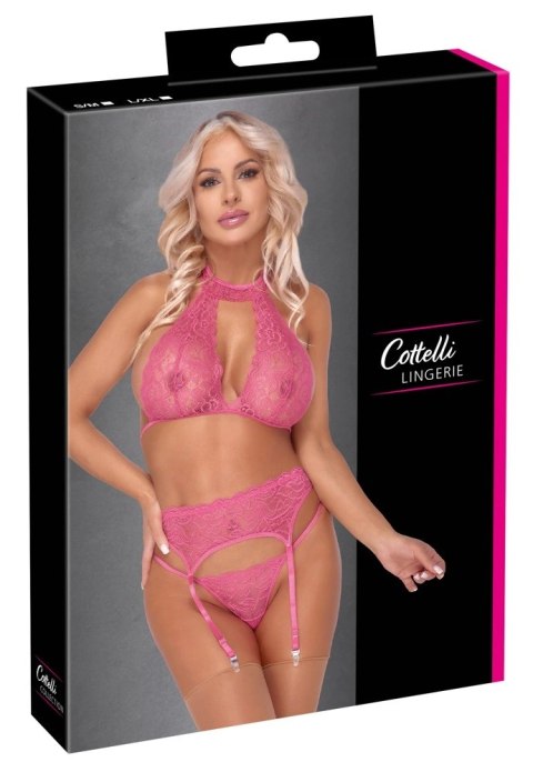 Cottelli LINGERIE - Seksowny Różowy Komplecik Biustonosz Pas I Stringi S/M Cottelli LINGERIE - Seksowny Różowy Komplecik Biustonosz Pas I Stringi S/M