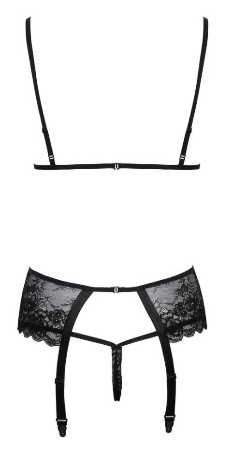 Kissable - 3-Częściowy Seksowny Komplecik Z Pięknej Koronki Czarny L/XL Kissable - 3-Częściowy Seksowny Komplecik Z Pięknej Koronki Czarny L/XL