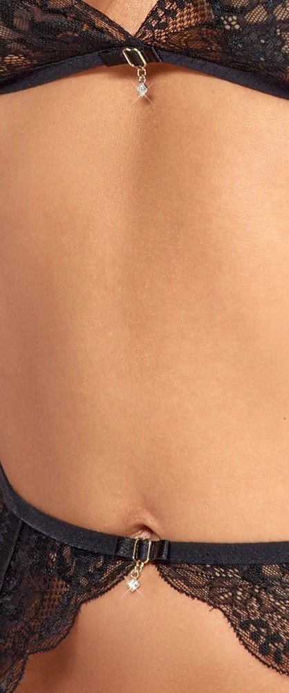 Kissable - 3-Częściowy Seksowny Komplecik Z Pięknej Koronki Czarny S/M Kissable - 3-Częściowy Seksowny Komplecik Z Pięknej Koronki Czarny S/M