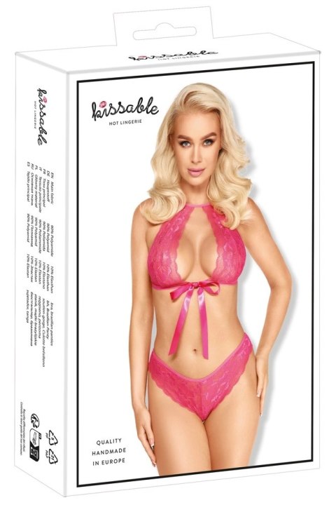 Kissable - Różowy Koronkowy 2-Częściowy Komplecik Z Satynową Kokardką S/M Kissable - Różowy Koronkowy 2-Częściowy Komplecik Z Satynową Kokardką S/M