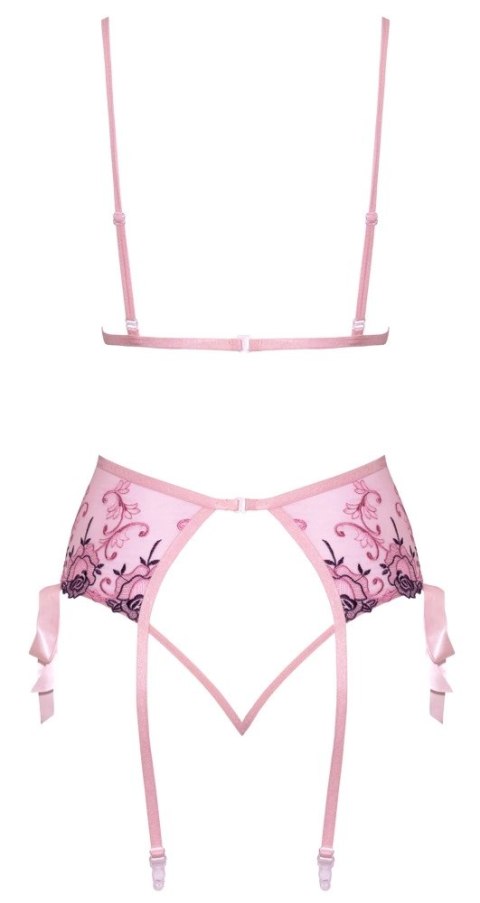 Kissable - Seksowny 3-Częściowy Różowy Kwiatowy Komplecik L/XL Kissable - Seksowny 3-Częściowy Różowy Kwiatowy Komplecik L/XL