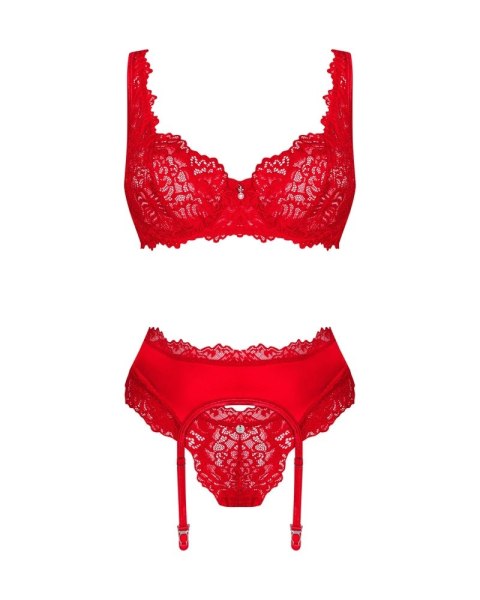 Obsessive - 3-Częściowy Czerwony Koronkowy Zestaw Seksownej Bielizny Amor Cherris S/M Obsessive - 3-Częściowy Czerwony Koronkowy Zestaw Seksownej Bielizny Amor Cherris S/M
