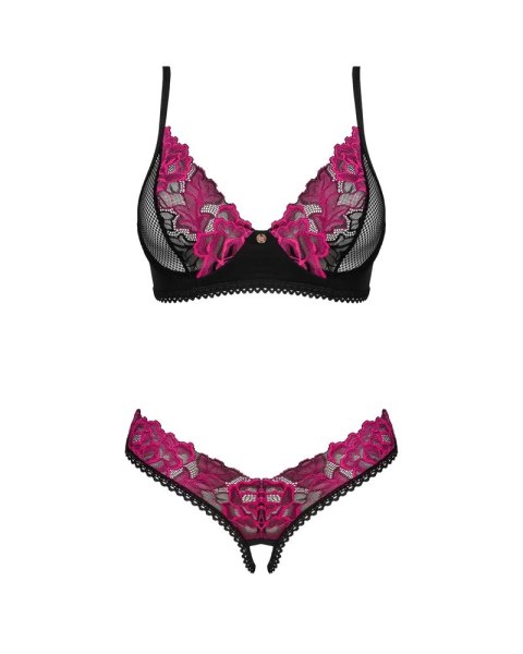 Obsessive - Seksowny Biustonosz I Stringi Bez Krocza Z Kwiatową Koronką Rosenty M/L Obsessive - Seksowny Biustonosz I Stringi Bez Krocza Z Kwiatową Koronką Rosenty M/L