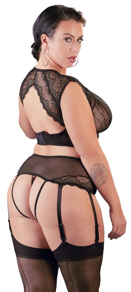 Cottelli CURVES - Koronkowa Seksowna Breletka Z Pasem Do Pończoch I Stringami 4XL Cottelli CURVES - Koronkowa Seksowna Breletka Z Pasem Do Pończoch I Stringami 4XL