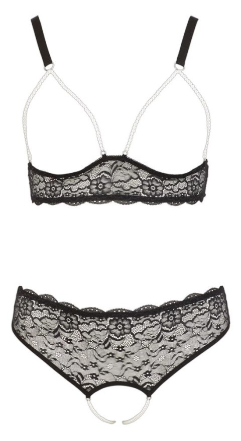 Cottelli CURVES - Seksowna Otwarta Koronkowa Bielizna Z Perełkami Czarna 2XL Cottelli CURVES - Seksowna Otwarta Koronkowa Bielizna Z Perełkami Czarna 2XL