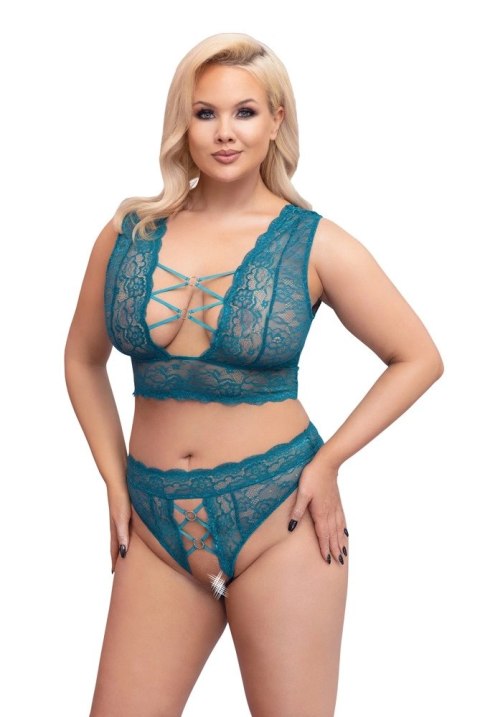Cottelli CURVES - Seksowna Wycięta Braletka I Stringi Bez Krocza Niebieskie 3XL Cottelli CURVES - Seksowna Wycięta Braletka I Stringi Bez Krocza Niebieskie 3XL