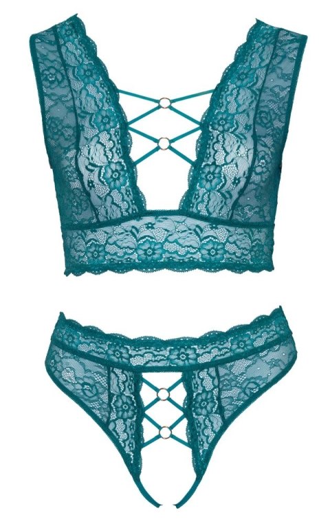 Cottelli CURVES - Seksowna Wycięta Braletka I Stringi Bez Krocza Niebieskie 4XL Cottelli CURVES - Seksowna Wycięta Braletka I Stringi Bez Krocza Niebieskie 4XL