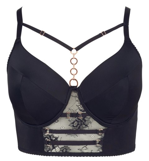 Cottelli CURVES - Seksowny Czarny Biustonosz Z Dodatkiem Koronki I Różowego Złota 85D Cottelli CURVES - Seksowny Czarny Biustonosz Z Dodatkiem Koronki I Różowego Złota 85D