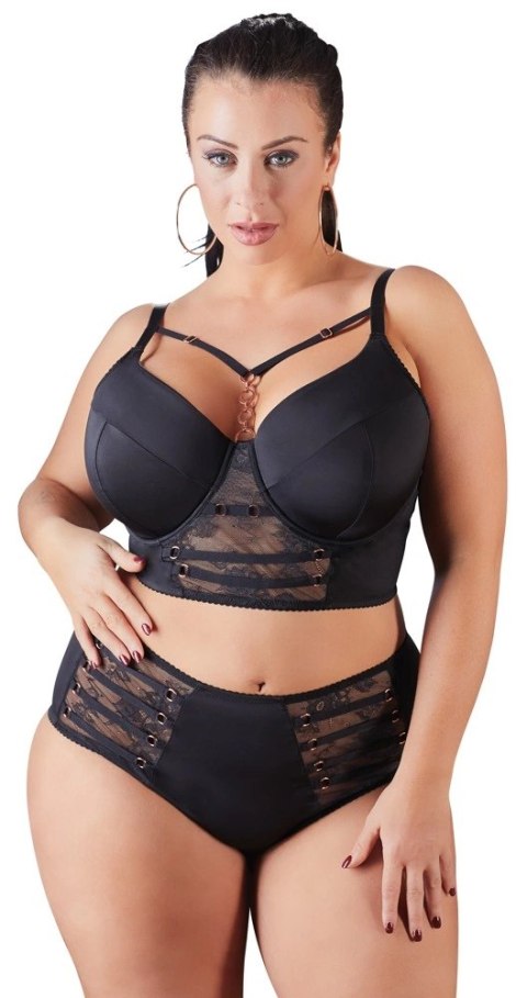 Cottelli CURVES - Seksowny Czarny Biustonosz Z Dodatkiem Koronki I Różowego Złota 85E Cottelli CURVES - Seksowny Czarny Biustonosz Z Dodatkiem Koronki I Różowego Złota 85E