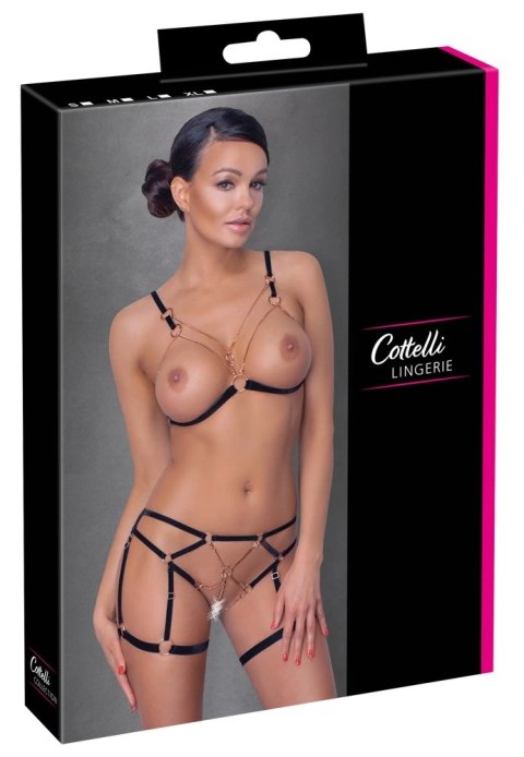 Cottelli LINGERIE - Seksowny Biustonosz Z Paseczków I Łańcuszków + Figi Z Koronką M Cottelli LINGERIE - Seksowny Biustonosz Z Paseczków I Łańcuszków + Figi Z Koronką M