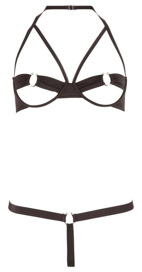 Cottelli LINGERIE - Seksowny Otwarty Biustonosz + Stringi Czarne 80B/M Cottelli LINGERIE - Seksowny Otwarty Biustonosz + Stringi Czarne 80B/M