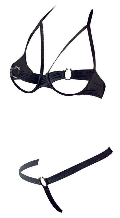 Cottelli LINGERIE - Seksowny Otwarty Biustonosz + Stringi Czarne 80B/M Cottelli LINGERIE - Seksowny Otwarty Biustonosz + Stringi Czarne 80B/M