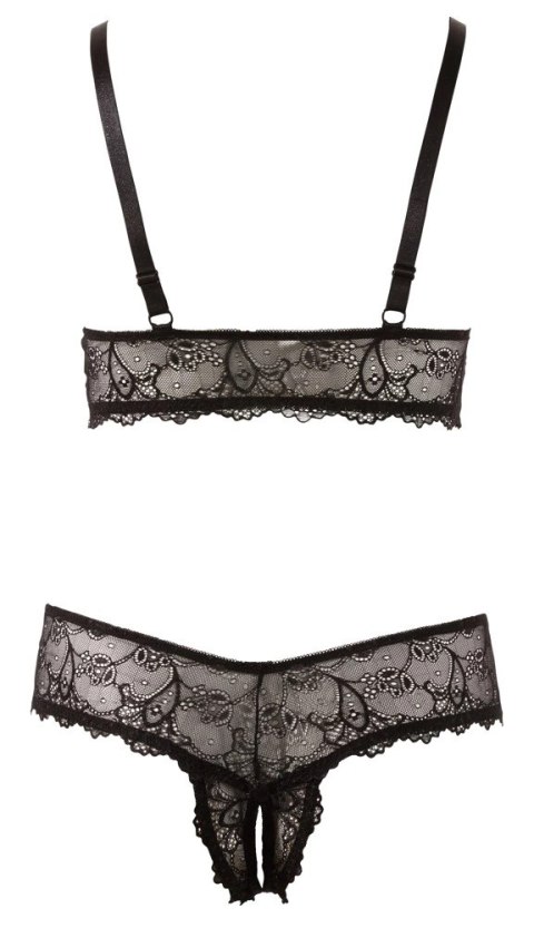 Cottelli CURVES - Czarny Koronkowy Zestaw Stanik Bez Zapięcia I Stringi Bez Kroku XL Cottelli CURVES - Czarny Koronkowy Zestaw Stanik Bez Zapięcia I Stringi Bez Kroku XL