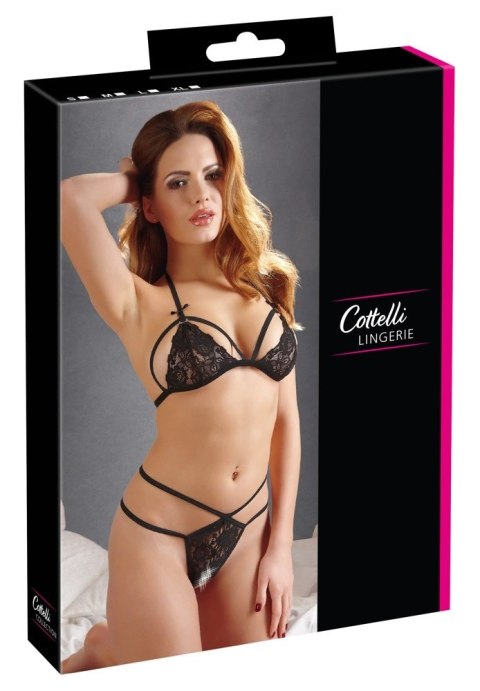 Cottelli LINGERIE - Zmysłowe Koronkowy Zestaw Biustonosz I Stringi Czarny XL Cottelli LINGERIE - Zmysłowe Koronkowy Zestaw Biustonosz I Stringi Czarny XL