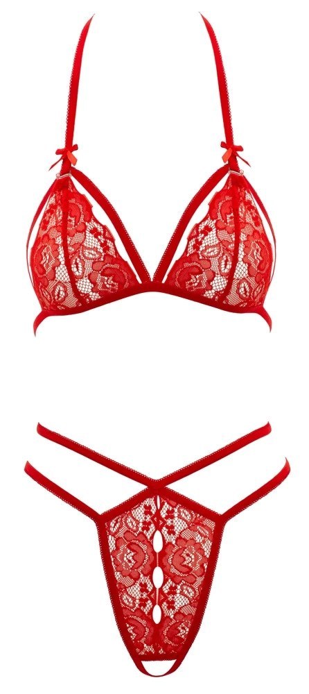 Cottelli LINGERIE - Zmysłowe Koronkowy Zestaw Biustonosz I Stringi Czerwony M Cottelli LINGERIE - Zmysłowe Koronkowy Zestaw Biustonosz I Stringi Czerwony M