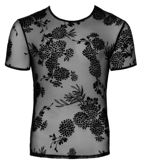 Noir - Seksowna Koszulka Męska Z Kwiatowym Wzorem Prześwitująca 2XL Noir - Seksowna Koszulka Męska Z Kwiatowym Wzorem Prześwitująca 2XL