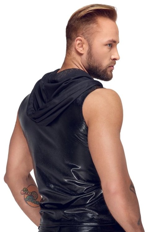 Noir - Seksowny Męski Bezrękawnik Z Kapturem Skóra Węża Czarny 2XL Noir - Seksowny Męski Bezrękawnik Z Kapturem Skóra Węża Czarny 2XL