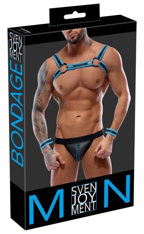 Svenjoyment Bondage - Seksowna Męska Uprząż + Slipy Bez Tyłu Z Mankietami 2XL Svenjoyment Bondage - Seksowna Męska Uprząż + Slipy Bez Tyłu Z Mankietami 2XL