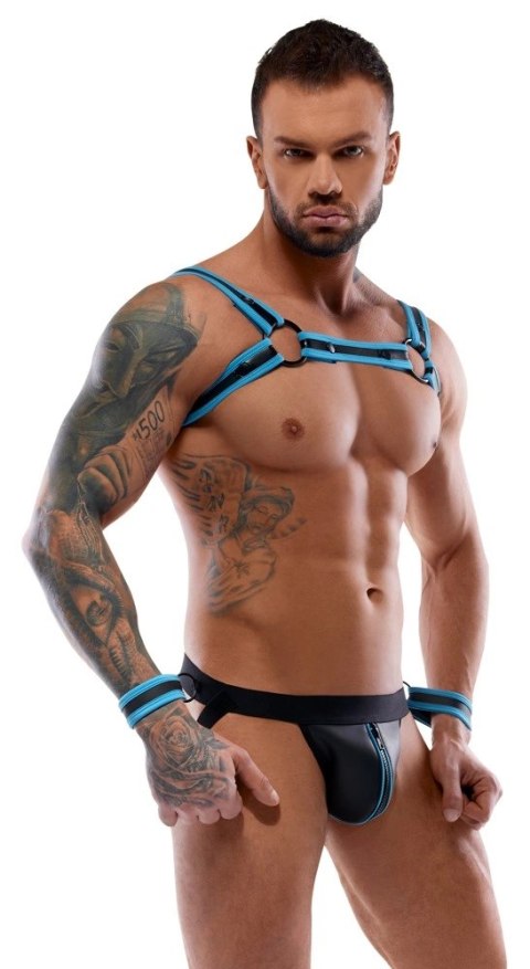 Svenjoyment Bondage - Seksowna Męska Uprząż + Slipy Bez Tyłu Z Mankietami 2XL Svenjoyment Bondage - Seksowna Męska Uprząż + Slipy Bez Tyłu Z Mankietami 2XL