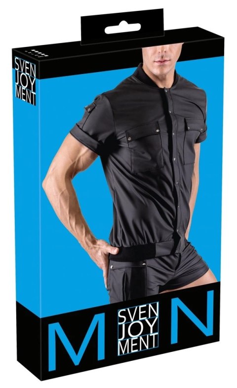 Svenjoyment - Czarna Krótka Męska Koszula O Matowym Wyglądzie 2XL Svenjoyment - Czarna Krótka Męska Koszula O Matowym Wyglądzie 2XL