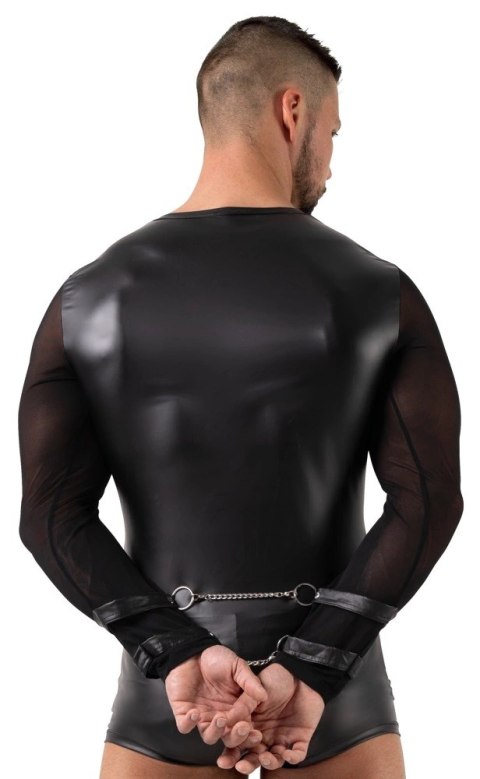 Svenjoyment Bondage - Długa Siateczkowa Koszulka Z Eleganckim Matem I Mankietami Na Nadgarstki S Svenjoyment Bondage - Długa Siateczkowa Koszulka Z Eleganckim Matem I Mankietami Na Nadgarstki S