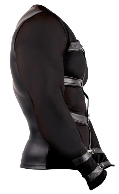 Svenjoyment Bondage - Długa Siateczkowa Koszulka Z Eleganckim Matem I Mankietami Na Nadgarstki S Svenjoyment Bondage - Długa Siateczkowa Koszulka Z Eleganckim Matem I Mankietami Na Nadgarstki S